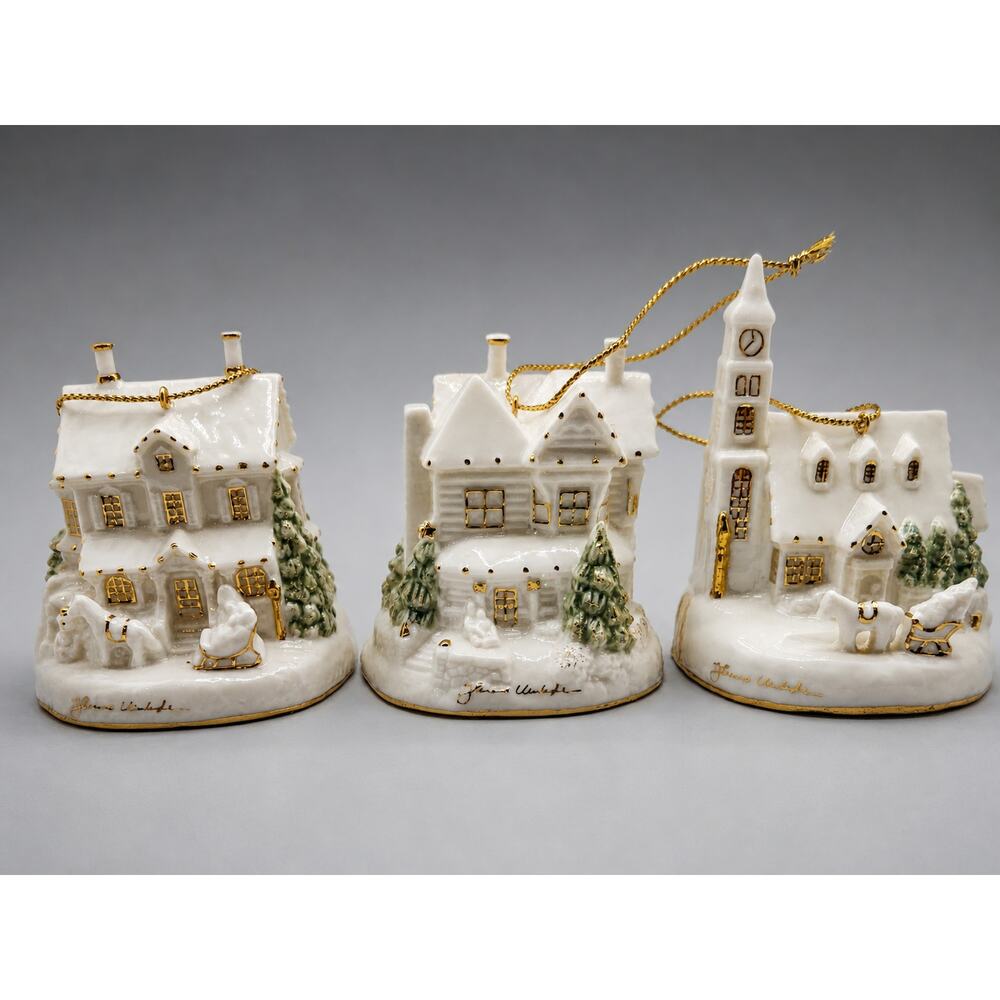 Thomas Kinkade White Christmas Second Issue 2002 Set of 3 Bradford COA NIB